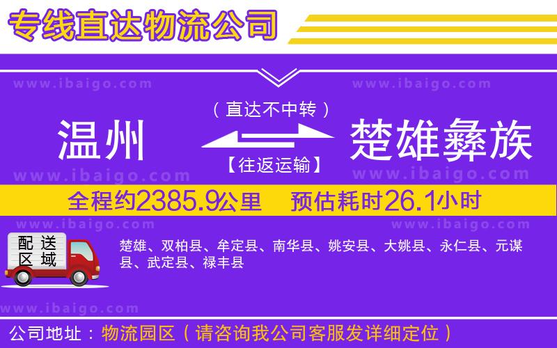 溫州到楚雄彝族自治州貨運(yùn)專(zhuān)線