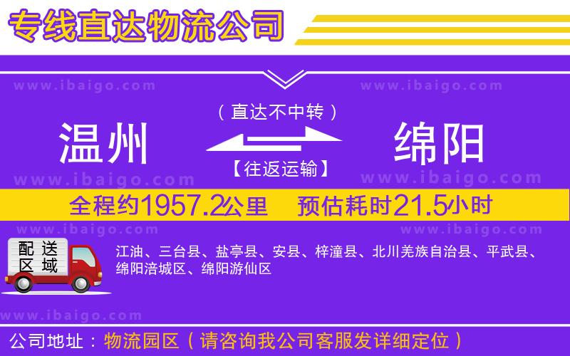 溫州到綿陽貨運專線