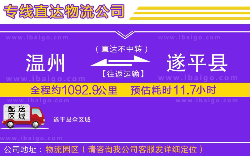 溫州到遂平縣物流專(zhuān)線