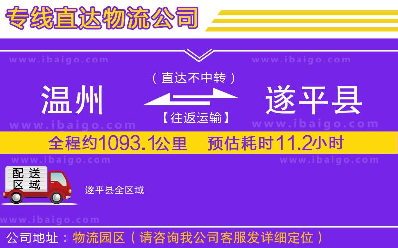溫州到遂平縣貨運公司