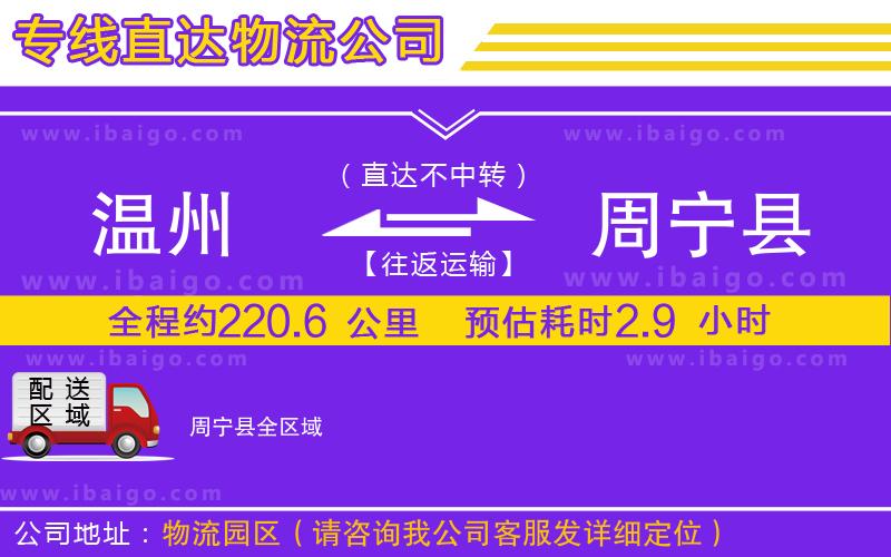 溫州到周寧縣貨運專線