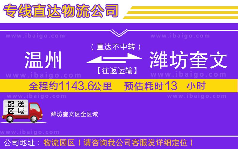 溫州到濰坊奎文區(qū)貨運專線