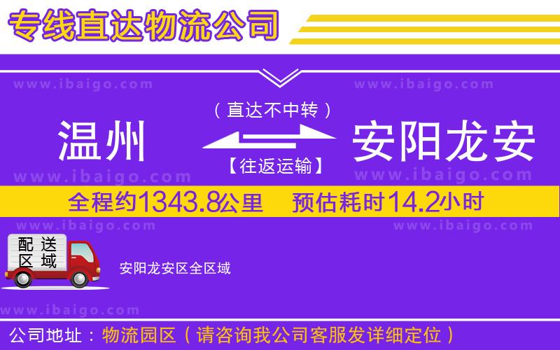 溫州到安陽龍安區(qū)貨運(yùn)公司